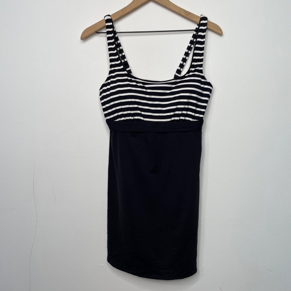 Lands'‎ End Swimsuit Dress Size 10 Black White Striped